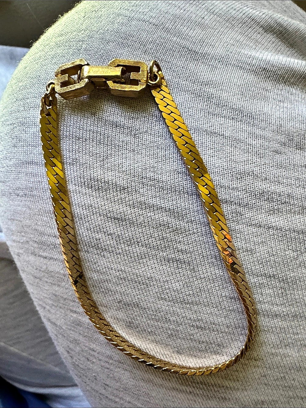 Givenchy Vintage Herringbone Chain Bracelet with 4G Logo Clasp